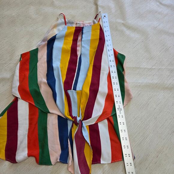 Willow & Root Buckle size L Multi-Colored Striped Tie Waist Halter Blouse - Picture 5 of 6